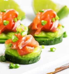 Avocado, Smoked Salmon, and Cucumber Bites Bedtime Snack for Better Sleep