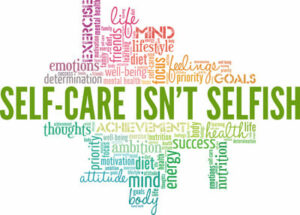 Self Care is Not Selfish word cloud - in the post Embracing Comfort - Adults Sleeping with Stuffed Animals - by Simply Good Sleep